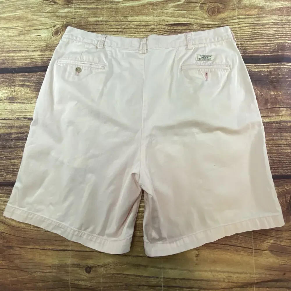 Vintage Polo Ralph Lauren Shorts Mens 38 Light Pink Chino Cotton Classic